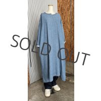 デニムアシメントリーワンピース　ブリーチブルー
