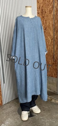 デニムアシメントリーワンピース　ブリーチブルー