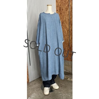 画像1: デニムアシメントリーワンピース　ブリーチブルー